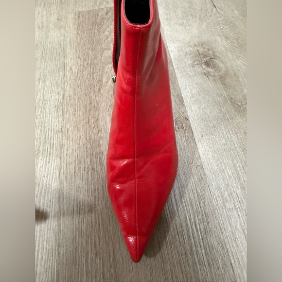 Zara Red Glossy Patent Ankle Boots Size 39 2 Inch Heel Statement - Picture 4 of 5